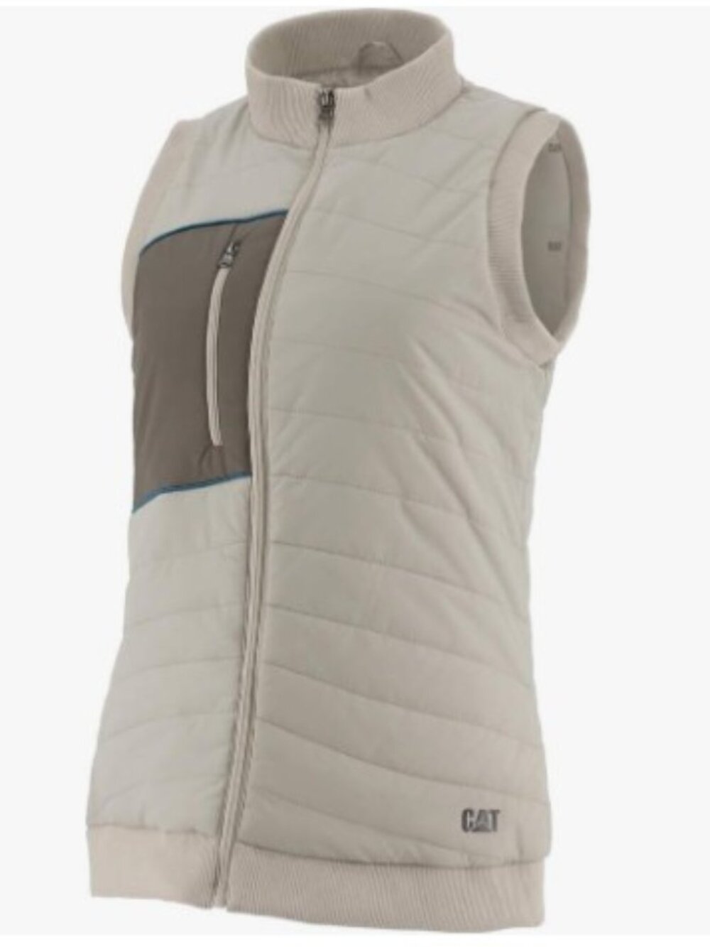 CATERPILLAR Women's MICHELE Beige Quilted Sleeveless Vest Workwear